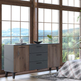 Miracle Slatted Sideboard in Grey & Rustic Oak