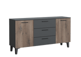 Miracle Slatted Sideboard in Grey & Rustic Oak