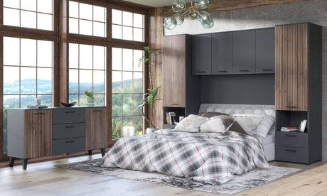 Miracle Slatted Sideboard in Grey & Rustic Oak