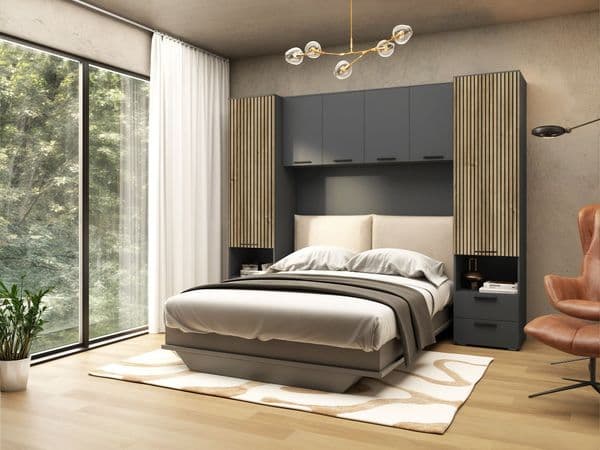 Miracle Overbed Unit in Grey & Rustic Oak