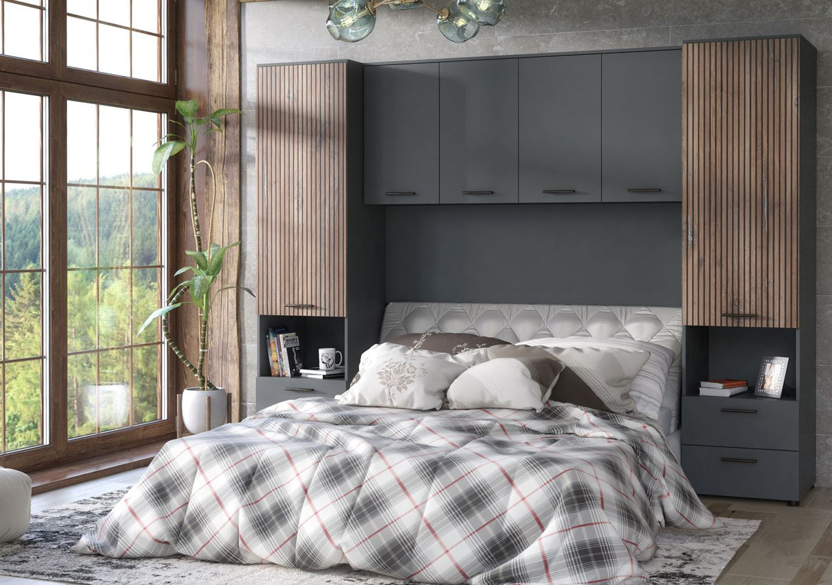 Miracle Overbed Unit in Grey & Rustic Oak