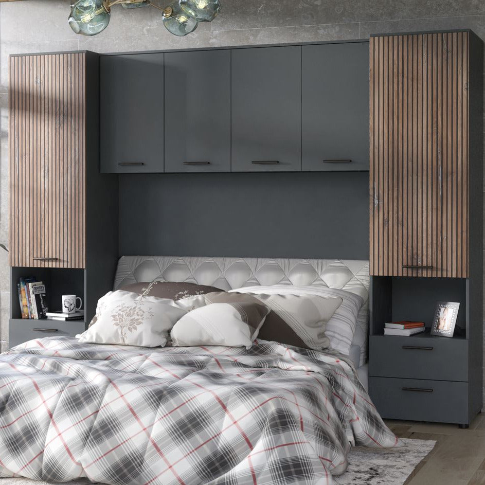 Miracle Overbed Unit in Grey & Rustic Oak
