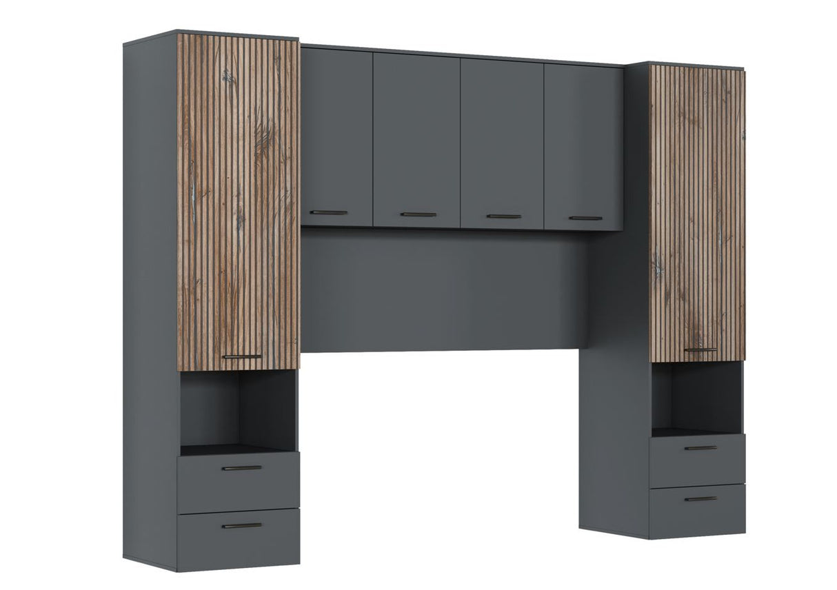 Miracle Overbed Unit in Grey & Rustic Oak