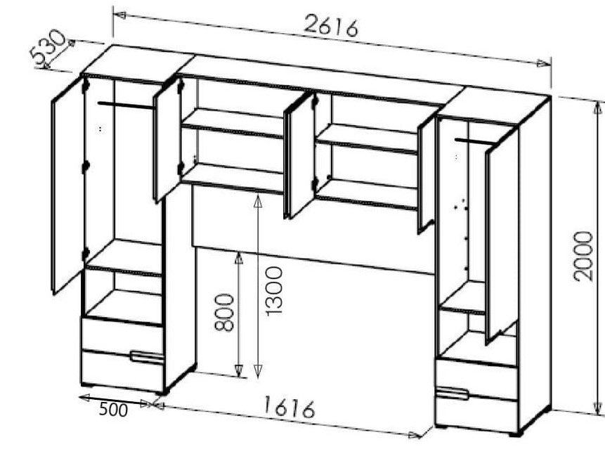 Miracle Overbed Unit in Grey & Rustic Oak