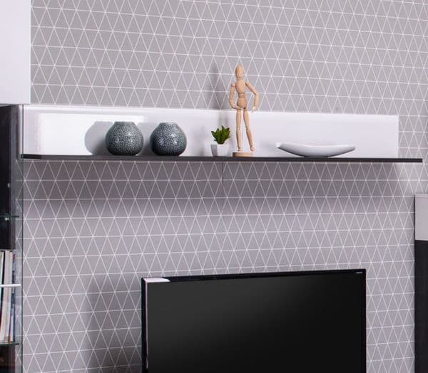 Reneese Floating Shelf White Gloss and Black Lounge Wall Shelving- 11008857