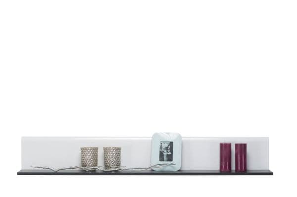 Reneese Floating Shelf White Gloss and Black Lounge Wall Shelving- 11008857