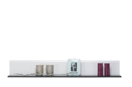 Reneese Floating Shelf White Gloss and Black Lounge Wall Shelving- 11008857