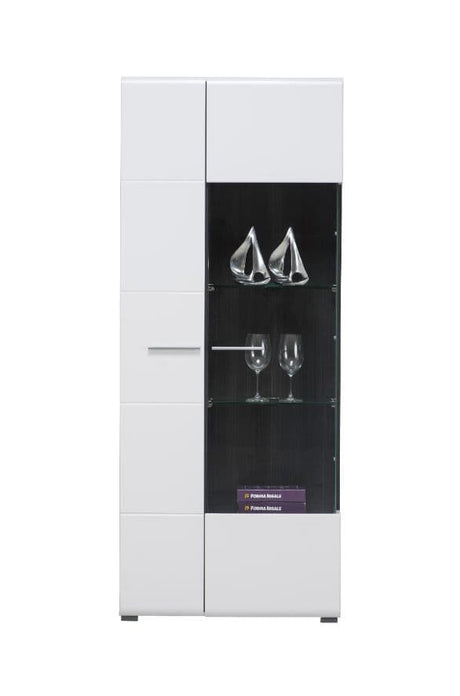 Reneese Modern Tall Wide 2 Door Showcase Display Cabinet in White Gloss with Black- 11008842