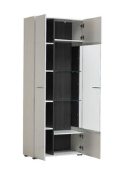 Reneese Modern Tall Wide 2 Door Showcase Display Cabinet in White Gloss with Black- 11008842