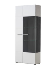 Reneese Modern Tall Wide 2 Door Showcase Display Cabinet in White Gloss with Black- 11008842