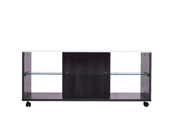 Reneese White Gloss and Ash Grey Coffee Table With Glass Shelf- 11008600