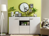 Monclere White Gloss and Black Large Tall Wide Sideboard Storage Unit