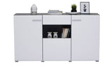 Reneese White Gloss and Black Large Tall Wide Sideboard Storage Unit - 11008632
