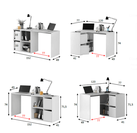 Morpha White Flexi Corner Desk with Storage