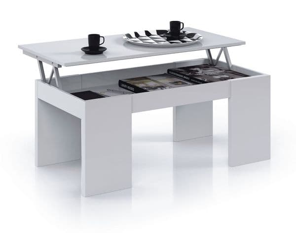 Kuba White Soft Gloss Coffee Table with Lift-up Storage-01637BO