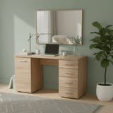 Ravenna Sonoma Oak Office Desk With Storage Drawers and Cupboard- 11008649