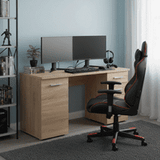 Ravenna Sonoma Oak Office Desk With Storage Drawers and Cupboard- 11008649