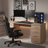 Ravenna Sonoma Oak Office Desk With Storage Drawers and Cupboard- 11008649