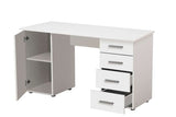 Ravenna White Office Desk With Storage Drawers and Cupboard- 11008656