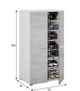 Naples Shoe 21 pair Cupboard Cabinet Grey and White 2962
