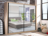 Marvella Artisan Oak Effect Full Mirrored 2 Door Sliding Door Wardrobe Slider 213cm Wide 11008348