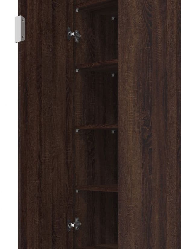 Pria Wenge Dark Brown Tall Multipurpose 2 Door Utility Shoe Storage Cupboard- 11011250