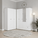 Nevaris White 3 Piece Large Corner Bedroom Wardrobe Modular Set