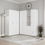 Nevaris White 3 Piece Large Corner Bedroom Wardrobe Modular Set