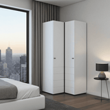 Nevaris White Narrow 2 Door Space-Saving Corner Wardrobe 11014892