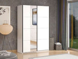 Raya White Mirrored Sliding Door Wardrobe 145cm - 11013481