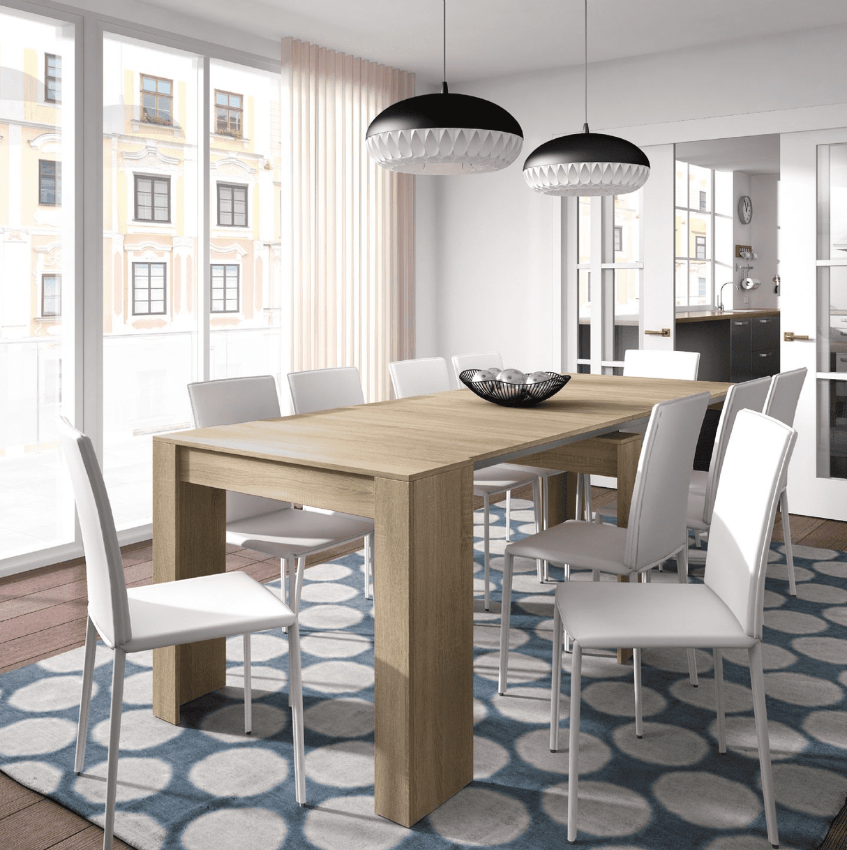 Grandeur Extending Dining Table in Warm Oak