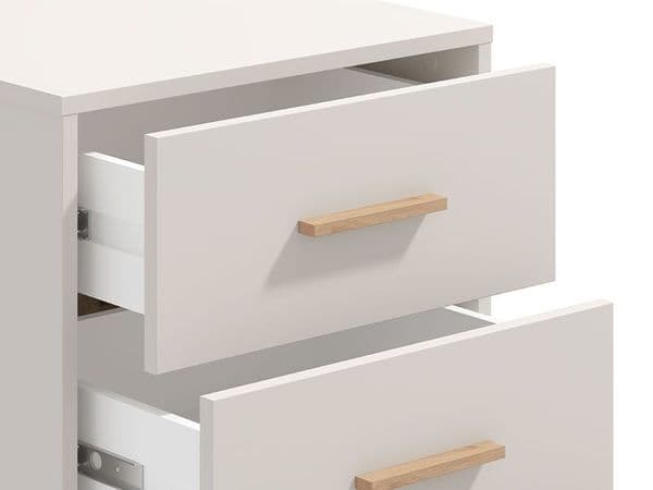 Elandra Cashmere Taupe And Artisan Oak Effect 3 Drawer Bedside Table 11013698