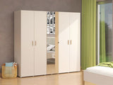 Elandra Cashmere Taupe And Artisan Oak Effect Large Mirrored 5 Door Wardrobe 11013695