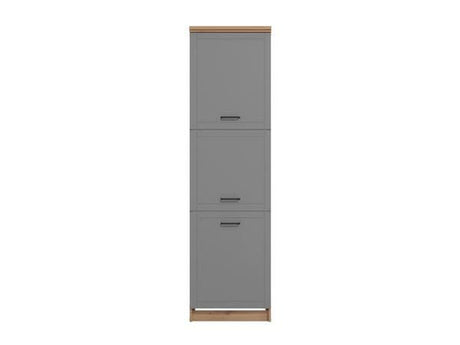Sara Grey And Oak Effect Tall 60cm 3 Door Kitchen Larder Unit Pantry Cupboard - 11012281