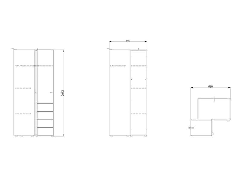 Nevaris White Narrow 2 Door Space-Saving Corner Wardrobe 11014892