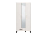 Orska White 3 Door Tall Shallow Depth Mirrored Wardrobe for Small Spaces - 11014281