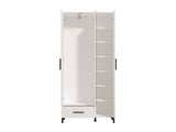 Orska White 3 Door Tall Shallow Depth Mirrored Wardrobe for Small Spaces - 11014281