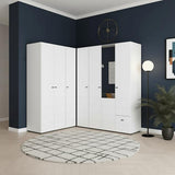 Nevaris White 3 Piece Large Corner Bedroom Wardrobe Modular Set