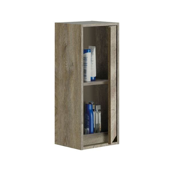 Pico Grey Oak Effect 1 Door Small Wall Mounted Floating Bathroom Storage Cupboard-305090C