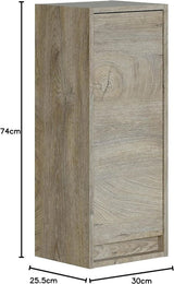 Pico Grey Oak Effect 1 Door Small Wall Mounted Floating Bathroom Storage Cupboard-305090C
