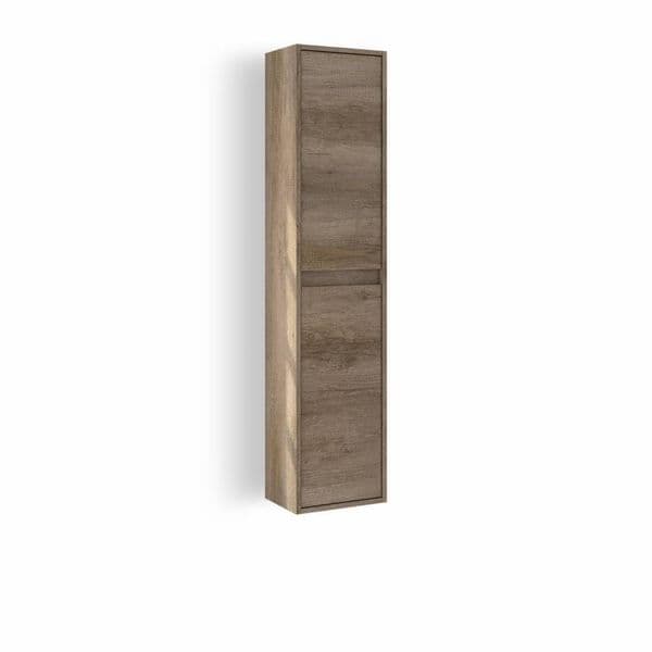 Pico Nordic Oak Effect Tall 2 Door Wall Mounted Floating Bathroom Storage Cupboard-305070H