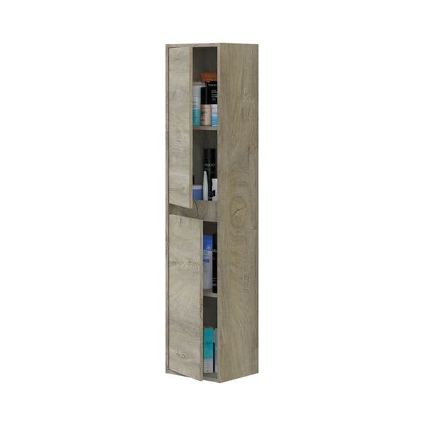 Pico Oak Effect 2 Door Wall Mounted Floating Bathroom Storage Cupboard-305070C
