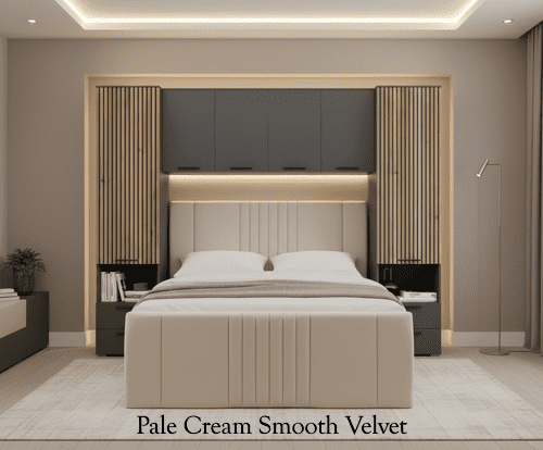 Miracle Grey and Slat Effect Overbed Unit with Double or Kingsize Bed Bedroom Furniture SET - 3195/ANDREA