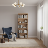 Tomaris Artisan Oak Effect Slim 176.5cm Tall Bookcase Bookshelf Shelving Unit - 11011479