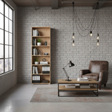 Tomaris Artisan Oak Effect Slim 211.5cm Tall Bookcase Bookshelf Shelving Unit - 11011481