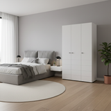 Nevaris White Narrow 3 Door Space-Saving 117cm Wide Wardrobe - 11014949