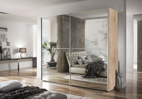 Montclair 240cm Full Mirrored Extra Large Sliding Door Wardrobe Oak Effect P8DSMLBL