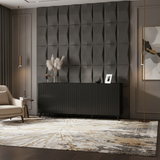 Nora Matte Black Slatted 4 Door Wide Elegant Sideboard