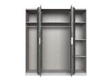 Rico Bi-Fold and Mirrored 4 Door 183cm Wardrobe Dark Grey 2955