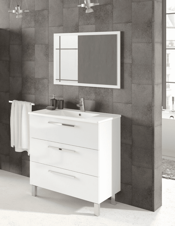 Nai 800mm White Gloss Bathroom Vanity Cabinet with Sink- 305423BO